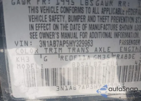 2017 Nissan Sentra S from USA, damaged, VIN 3N1AB7AP5HY329963